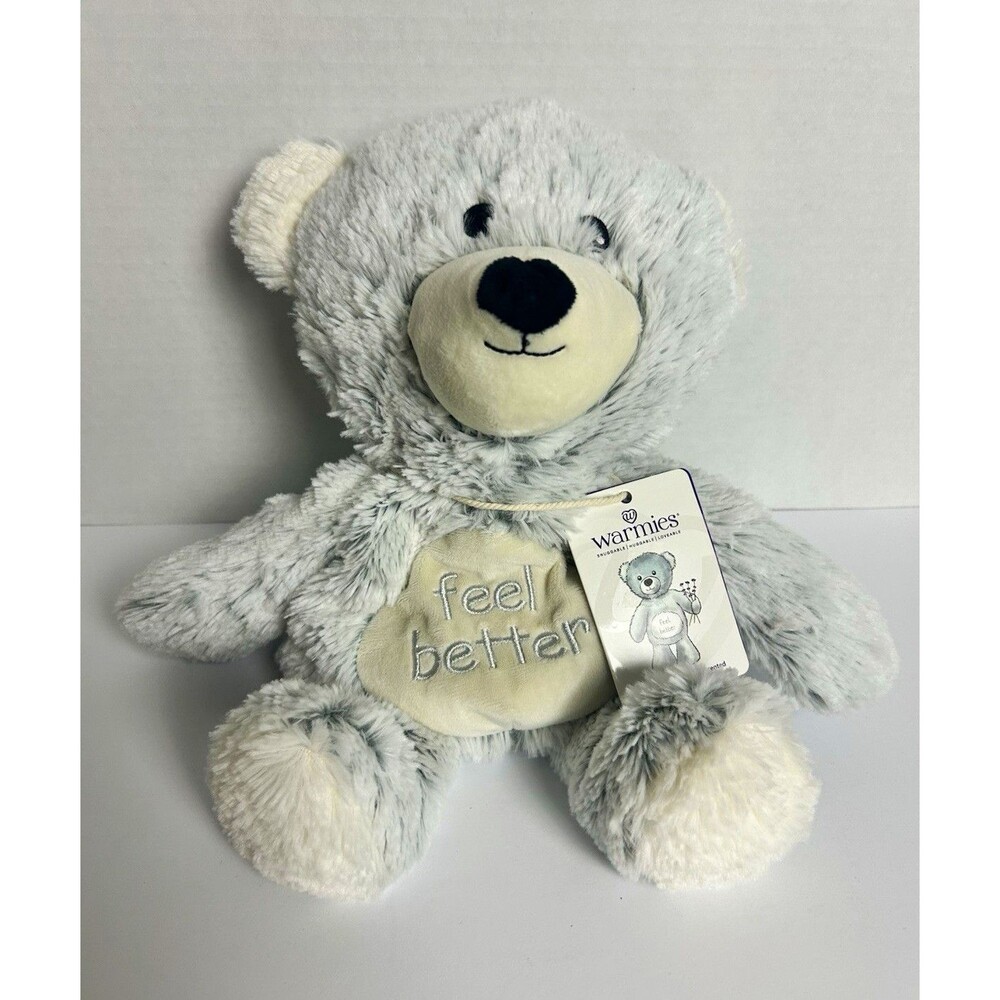 Warmies Weighted Microwaveable Reusable Bear Hot Pack Pain Relief Gray/White